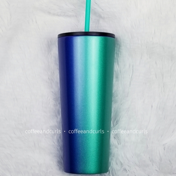 Starbucks Blue Green Pearl Shimmer Ombre Stainless Steel Tumbler 24oz Ve… - Picture 9 of 12